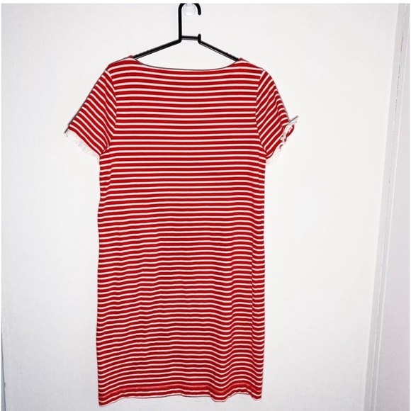 J. Crew Red and White Striped Poplin Trimmed Dress - Picture 9 of 9